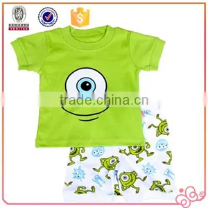 Big Eyes Printed Baby Boys Short 2 Piece Pajama Set thumbnail-1