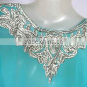 AQUA BLUE EMBROIDERED Georgette CAFTAN Kaftan Tunic Poncho Zip Cover up thumbnail-5