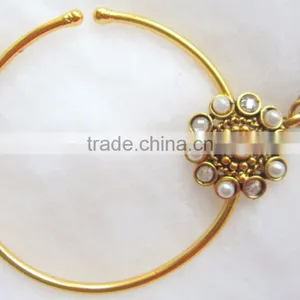 Big HOOP NATH Press NOSE RING GOLD PLATED thumbnail-2