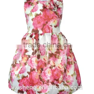 2016 Summer New Big Flower Printing Sleeveless Dress Bowknot Vest Girls Skirt thumbnail-2