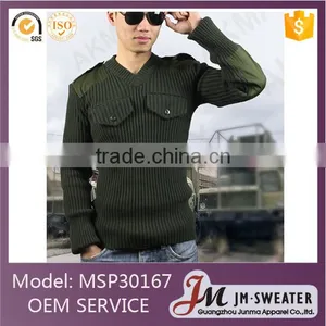 Pure Color Military Sweater Plus Size Mens Acrylic Sweater Designs thumbnail-1