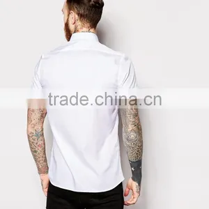 Short Sleeve Mens Cotton Satin Busines Shirt thumbnail-2