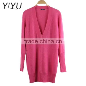Popular Women Knit V Neck Bat Sleeve 100% Cashmere Pullover Sweater thumbnail-6