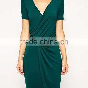 Bodycon Dress With Wrap and Twist Front and Short Sleeves thumbnail-3