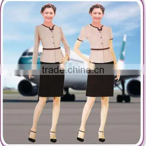 Elegant Skirt Suit Flight Attendant Uniform, Fashion Skirt Airline Stewardess Uniform,hot Tailored Polyester Stewardess Uniform thumbnail-1