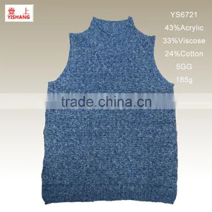 Basic Sleeveless Shirt Sweater 43%Acrylic 33%Viscose 24%Cotton Lady Dress Top Sweater thumbnail-1