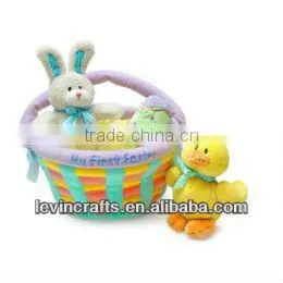 Plush Easter Day Rabbit Toy Basket With Egg and Duck thumbnail-1