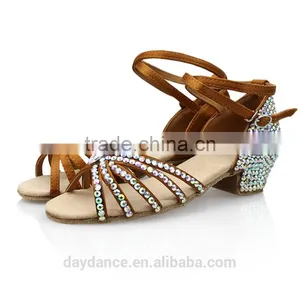 Children Kid Rhinestone Low Heel Modern Shoes Girls Diamond Ballroom Latin Dance Shoes thumbnail-4