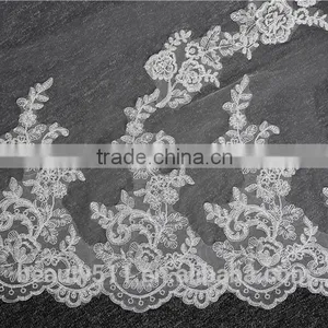 2017 Wholesale New Grance Long Lace Bridal Wedding Veil Fashionable Long Tulle HL14 thumbnail-6