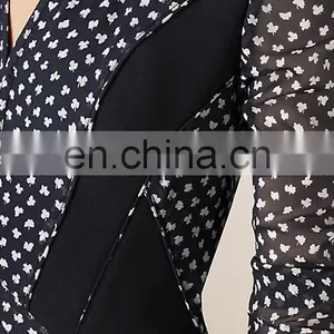 2015 Autumn Women Apparel Long Sleeve Chiffon Pleated A Line Long Sleeve Stretch Wear Black Dress NT6559 thumbnail-4