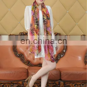 2013 New Style Digital Printed 100% Silk Chiffon Shawl thumbnail-1