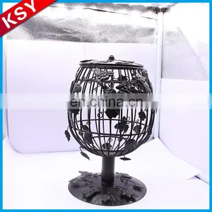 Professional Manufacturer Wholesale Decorative Black Metal Flower Candle Lantern Holder thumbnail-5