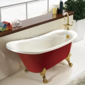 European Style Red Color Small Acrylic Bathtub thumbnail-1