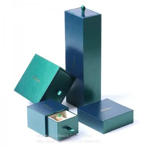 Fashion Design Sliding Paper Jewelry Set Box Custom Logo Cardboard Drawer Jewelry Box for Necklace, Earrings, Ring, Bracelet, Pendant thumbnail-1