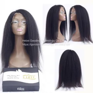 Long Human Hair Kinky Straight Wigs 100%virgin Human Hair thumbnail-1
