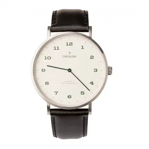 Stainless Steel Fashion Women Gift Watches Man Genuine Leather Ultrathin Quartz Watch thumbnail-1