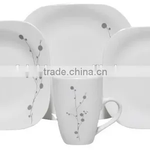 Unbreakable Square Shape Dinner Plate Set With Cheap Price Porcelain Square Shape Dinner Set With Decal thumbnail-2