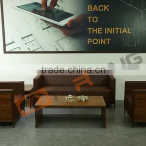 Modern Appearance And Wood Material Executive Living Room Sofa Commercial Leather Sectional Sofa Low Back Brown Leather Sofa thumbnail-1
