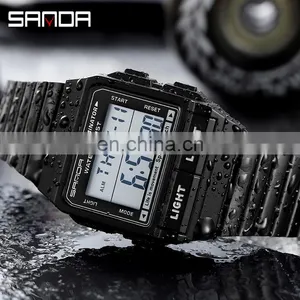 Sanda 2007 2020 New Men Digital Watch Set LED Luminous Waterproof Functional Sport Wrist Watches for Men thumbnail-3