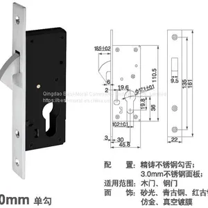 Single Hook Latch Mortise Door Lock Backset 30mm thumbnail-5