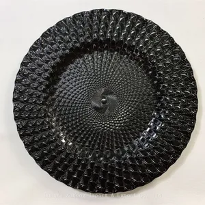 Black Plastic Peacock Charger Plates Fancy Event Decoration For Wedding Table Setting thumbnail-1