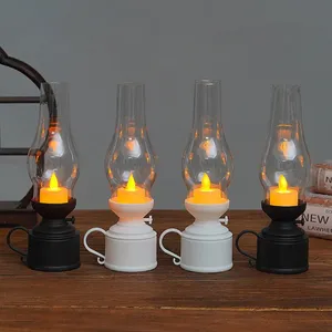 Small Vintage LED Lamps, Flameless Kerosene Style for Photo Props & Bedside Decor thumbnail-1