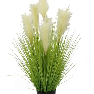 Free Samples Artificial Grass Plastic Potted Indoor Grass Decorations Onion Grass for Indoor Restaurant Home Decor thumbnail-2