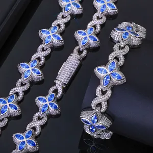 18K Gold Plated, Men's Zircon, Bracelet, Hip Hop Rock, Miami, Cuban Style, Necklace, Fashion Jewelry thumbnail-4