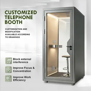 Single Phone Booths for Open Office Multi-Layer Acoustic Booth With Silent Ventilation Modular Assembly thumbnail-2