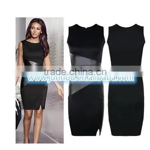 Black Party Dress With Mesh Detail thumbnail-1