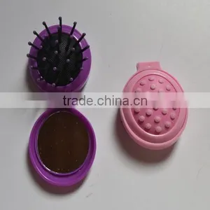 Hot Selling Mini Folding Hair Brush With Mirror Set for Children thumbnail-3