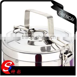 Metal Stainless Steel 4 Layers Compartment Lunch Box/ Hand Pot With Foldable Handle/ Food Carrier thumbnail-2