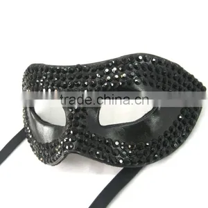 Hand-painted Green Leaf Pulp Half Face Halloween Costume Carnival Party Mask thumbnail-6