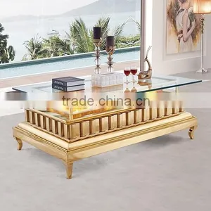 Commercial Furniture Stainless Steel With Plated Gold Modern Design KTV Coffee Table thumbnail-2
