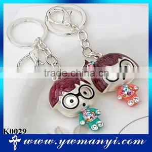 Fashion Design Cartoon Character Plated Silver Couples Keychain K0029 thumbnail-1