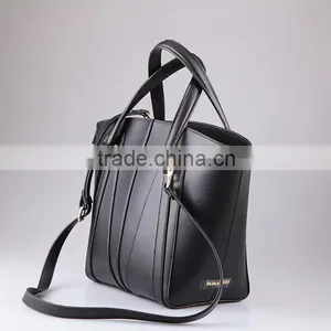 3648 Black Sturdy Shape PU Simple Modern Design Tote Bag Leather With a Long Shoulder Strap thumbnail-2