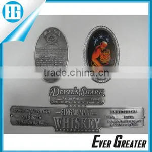 Custom Wine Bottle Metal Label Self-adhesive Aluminum Sticker Labels Bottle Labels Metal Logo Plate thumbnail-1