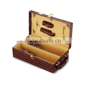 Custom Logo Printed 2 Bottle Leather Wine Packaging Box thumbnail-4