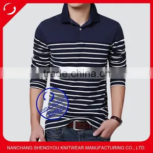 Fashion 95 Cotton 5 Spandex Yarn Dyed Polo t Shirt for Men thumbnail-1