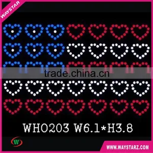 Heart American Flag Custom Rhinestone Heat Transfers thumbnail-1