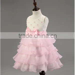 Lastest Wholesale Pink Chiffon Layered Dress Flower Girl Net Dresses TR-WS33 thumbnail-2
