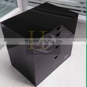 Top Quality Best Price Silk Print Logo Black Acrylic Make up Organizer With 4 Drawers Quality Choice thumbnail-2