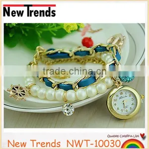 2015 High Quality Fashion Pearl Ladies Wrist Watch Pearl Bracelet Watch thumbnail-6