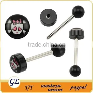 TR01086 Acrylic Tongue Barbell , Skull Tongue Ring Body Piercing thumbnail-4
