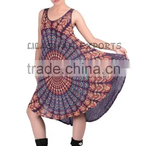 N2689 Rayon Mandala Umbrella Dress Cotton Casual Dress Beachwear Dresses Party Wear Dress Algadon Vestido Coton Tunique Summer thumbnail-2