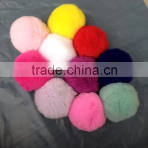Natural Rex Rabit Fur Pompoms Wholesale Fur Pom Poms / 8cm Fur Ball Keychain Quality Choice thumbnail-1