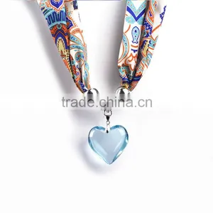 2016 New Products Color Silver Tone Heart Pendant Scarf Necklace thumbnail-4