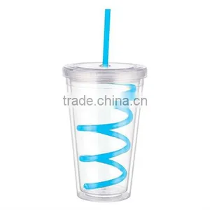 450ml Plastic Juice Cup With Colorful Lid and Straw thumbnail-5