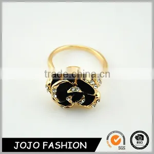 Women Accessories Gold Engagement Flower Ring With Crystal thumbnail-1