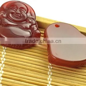 Red Agate Gemstone Tibet Buddhist Laughing Buddha Amulet Pendant thumbnail-5